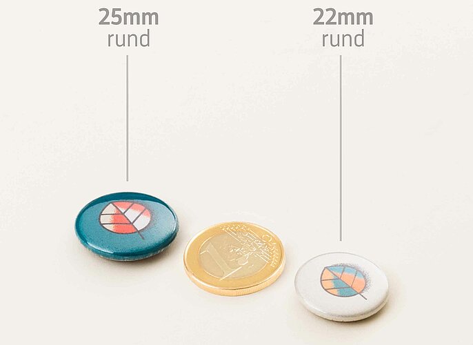 Button Euro Größenvergleich